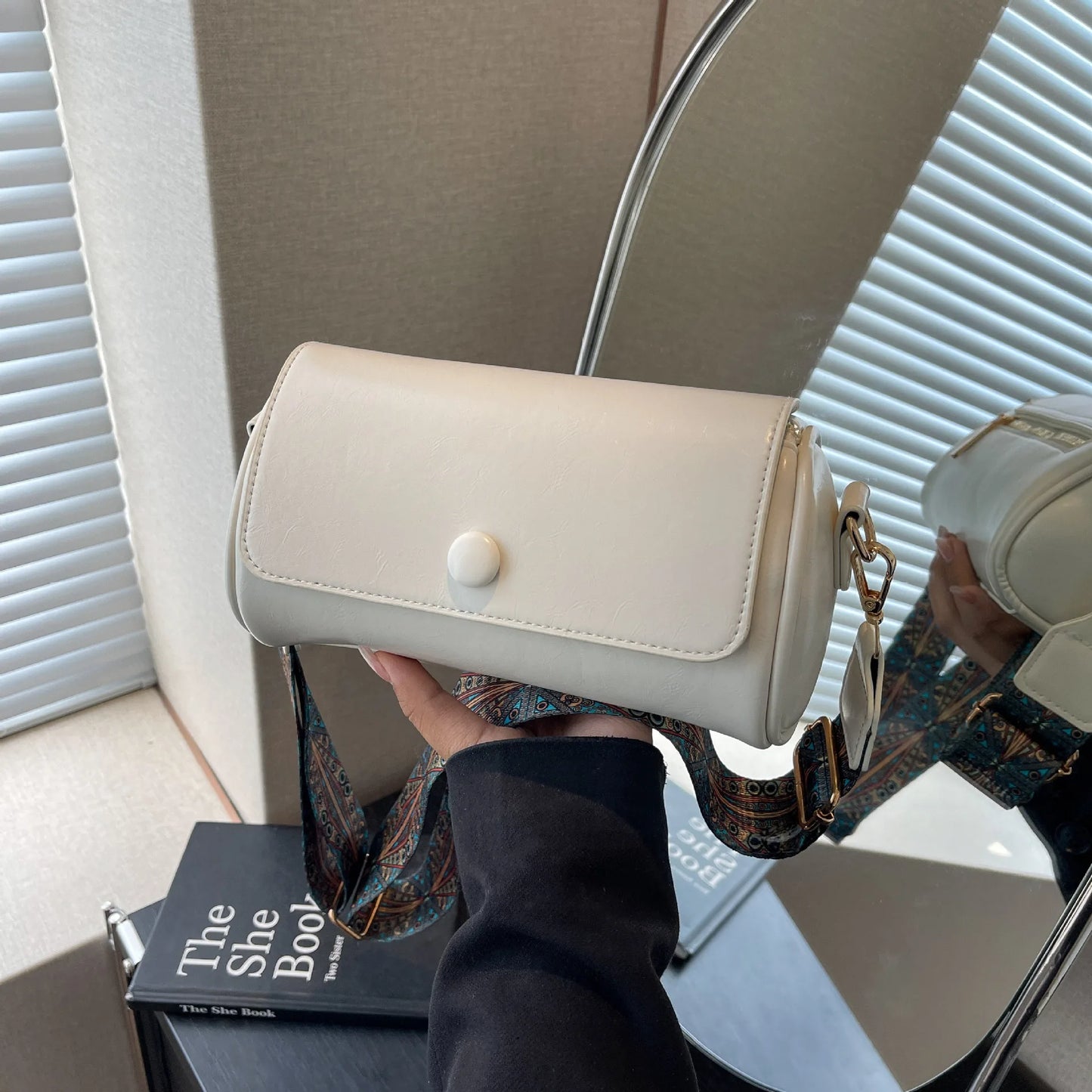 Vintage Cylindrical Crossbody Bag