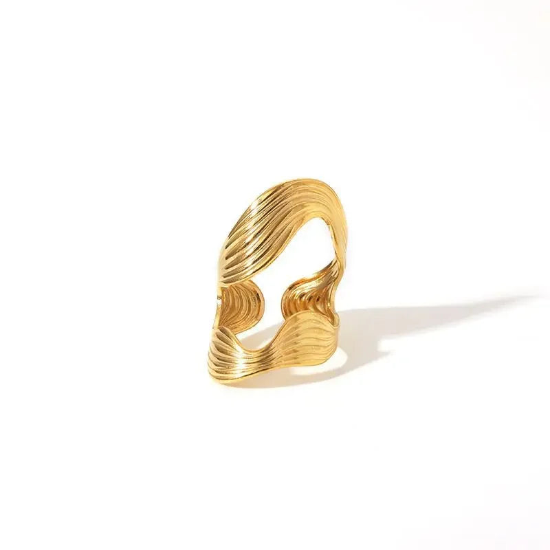 Vintage Hollow Stainless Steel Geometric Ring for Women