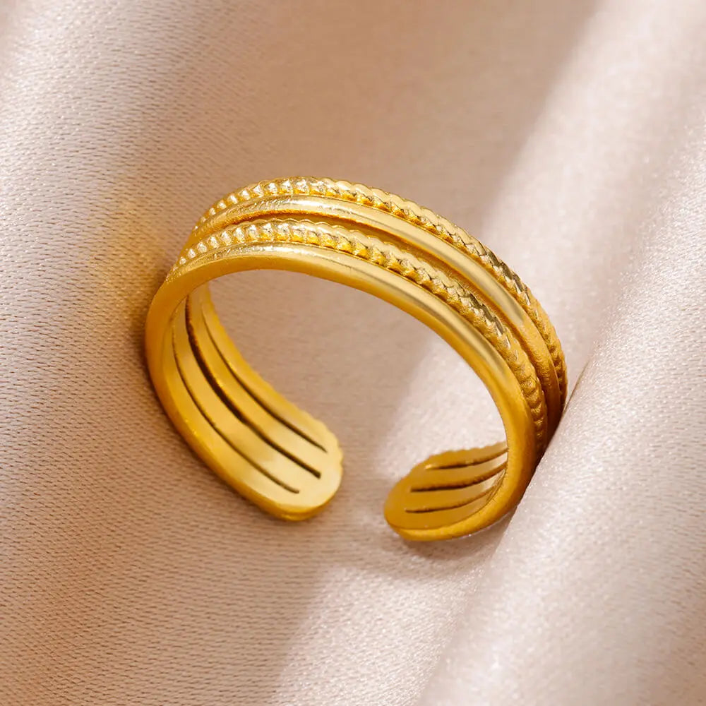 Luxury 316L Stainless Steel Gold Ring for Women