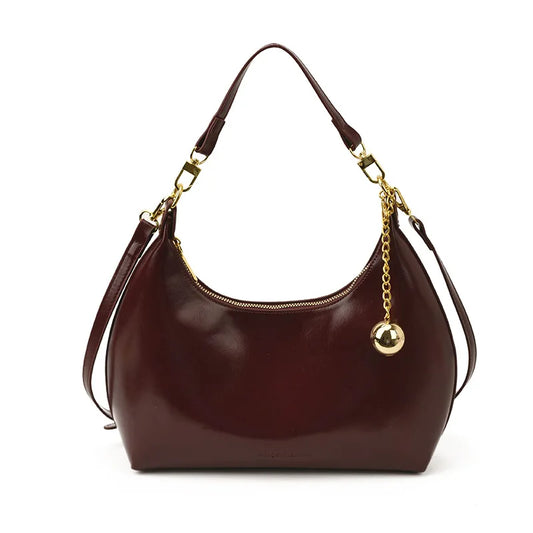 French Retro Burgundy Crossbody Bag