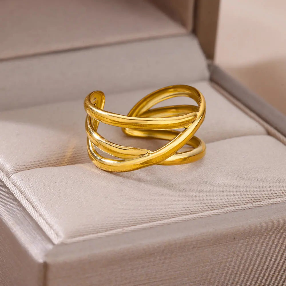 Luxury 316L Stainless Steel Gold Ring for Women