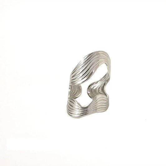 Vintage Hollow Stainless Steel Geometric Ring for Women
