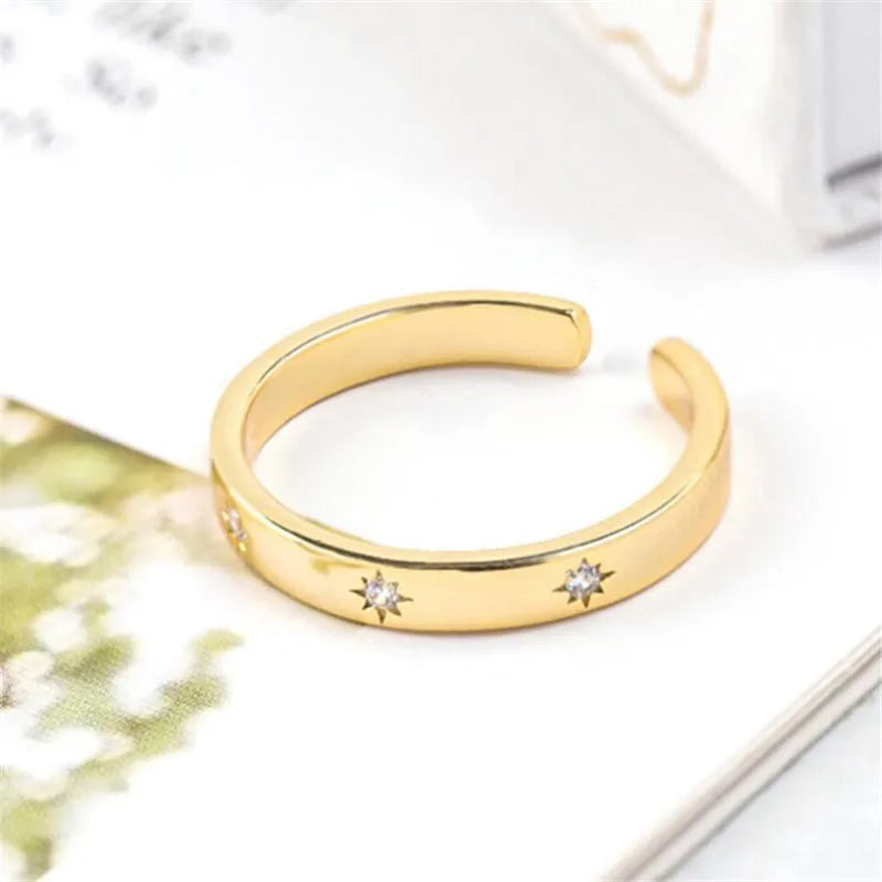 Minimalist Gold Sun Zircon Ring