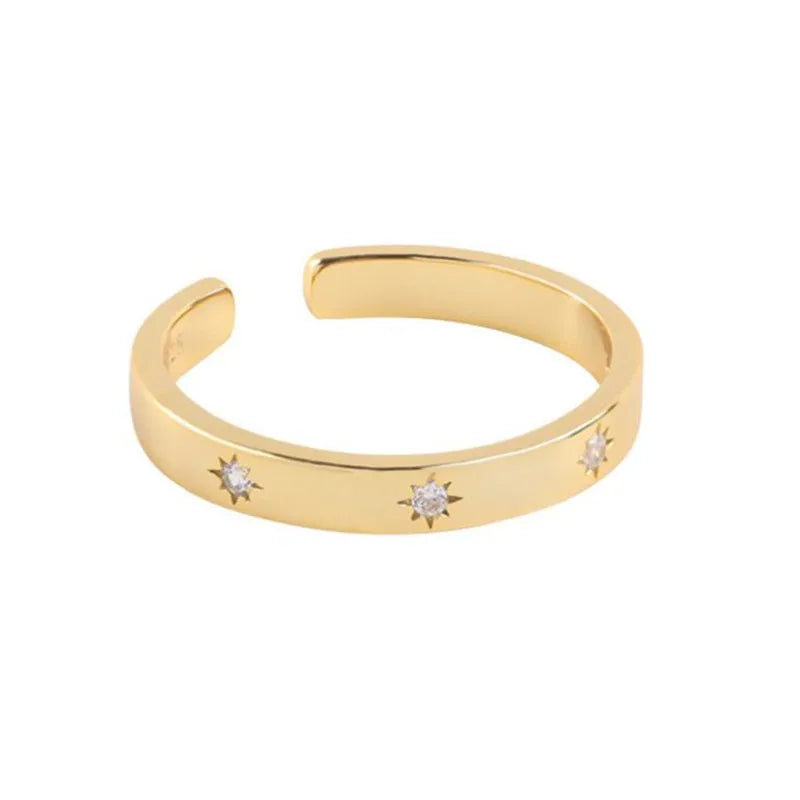 Minimalist Gold Sun Zircon Ring