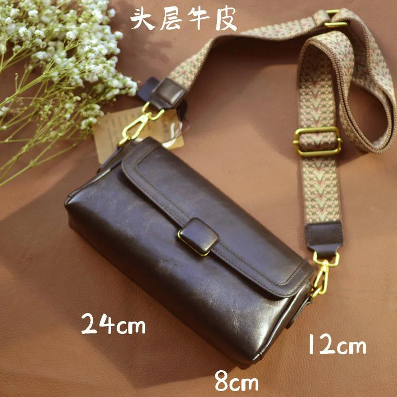 Vintage Genuine Leather Baguette Bag