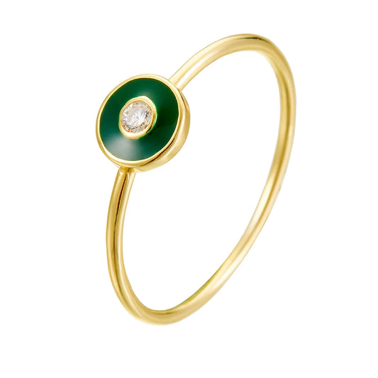 S925 Sterling Silver Colored Drip Ring