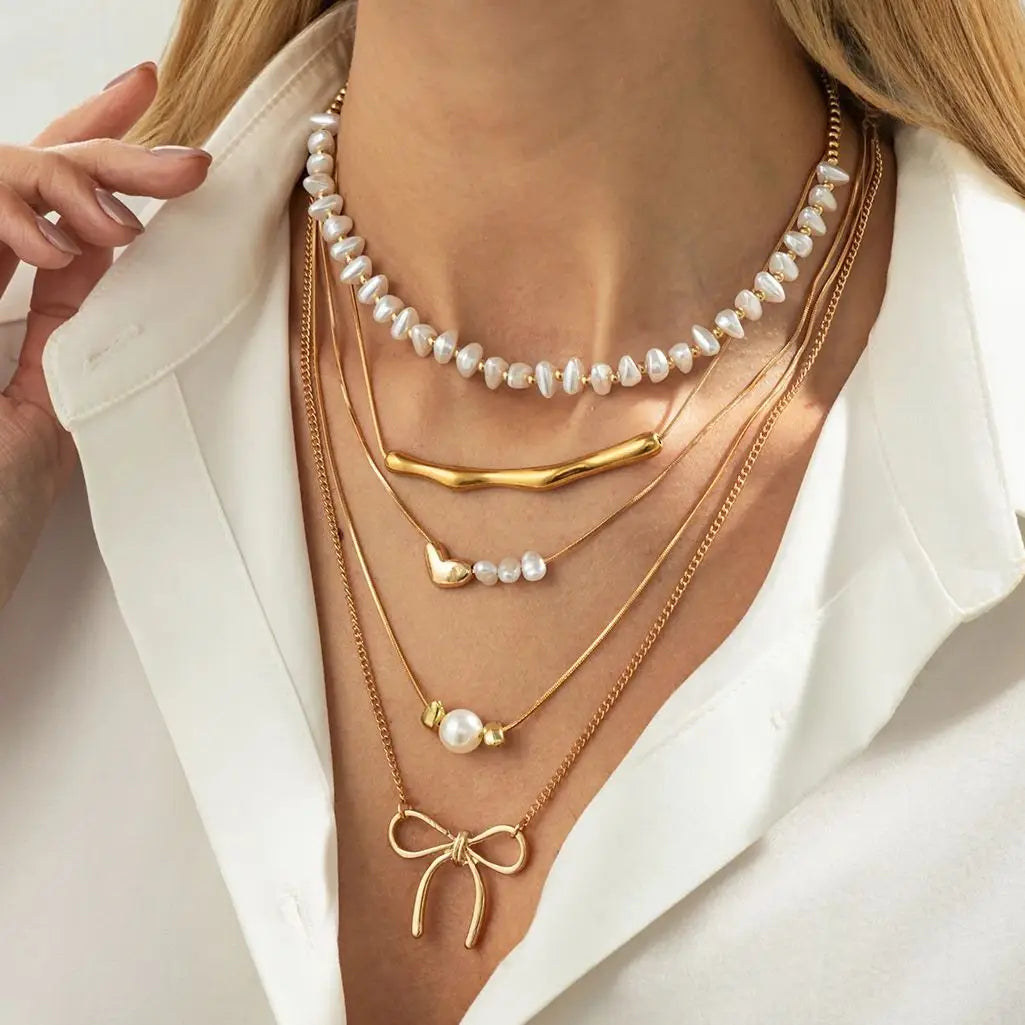Elegant Pearl Choker Necklace Set