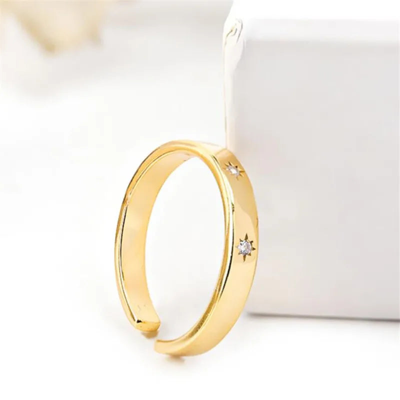 Minimalist Gold Sun Zircon Ring