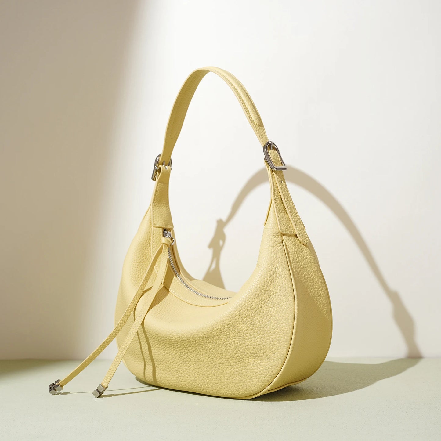 Genuine Leather Half-Moon Bag