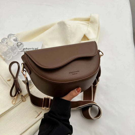 Vintage PU Leather Flap Saddle Bag
