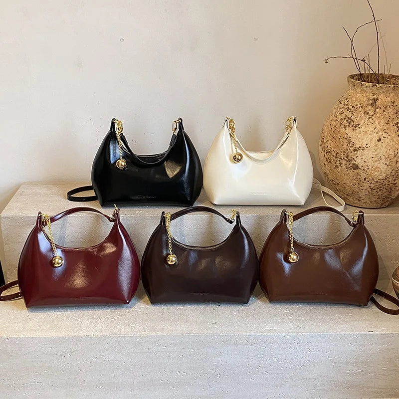 French Retro Burgundy Crossbody Bag