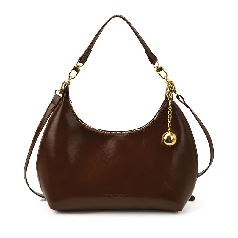 French Retro Burgundy Crossbody Bag