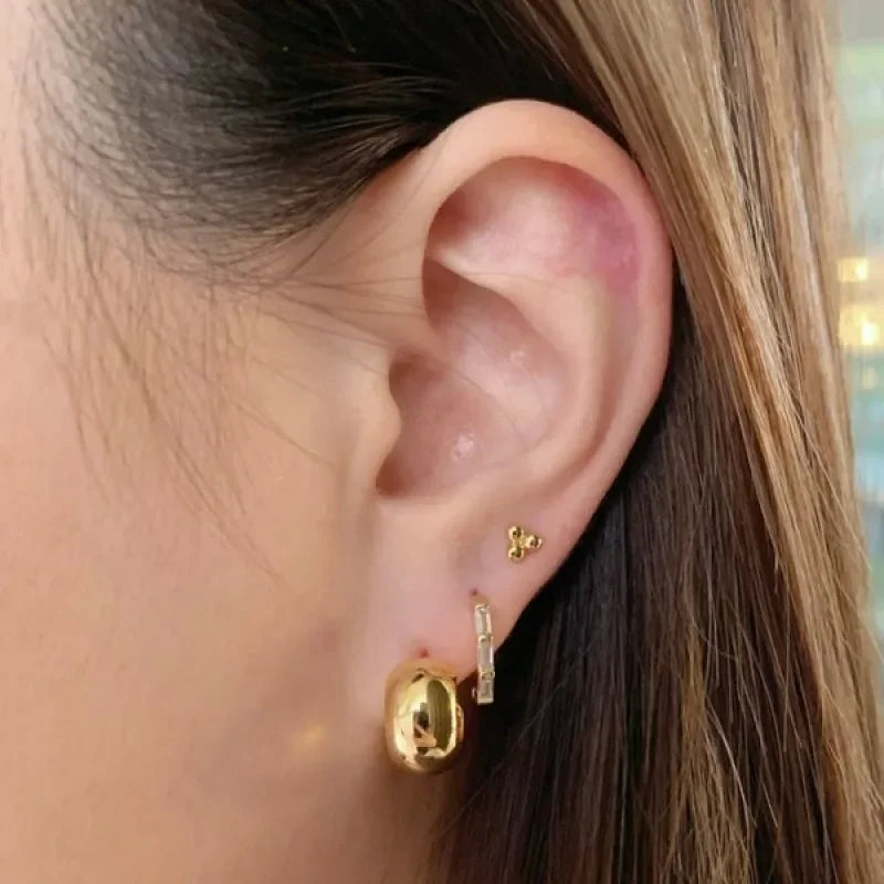 Glossy Gold C-Shape Huggie Earrings