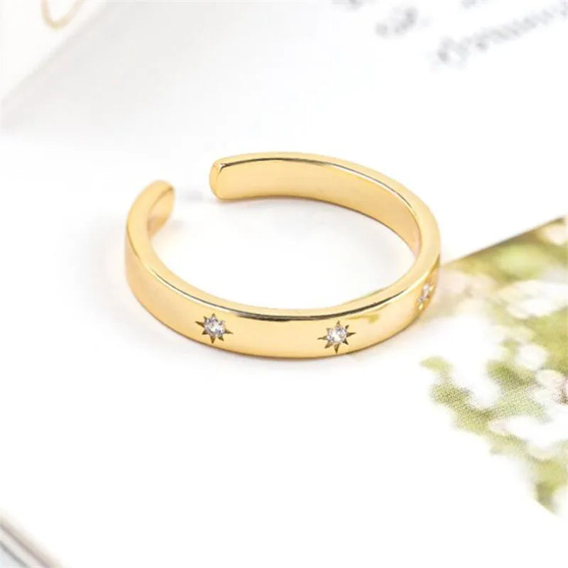 Minimalist Gold Sun Zircon Ring