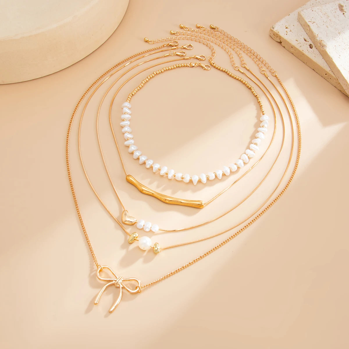 Elegant Pearl Choker Necklace Set