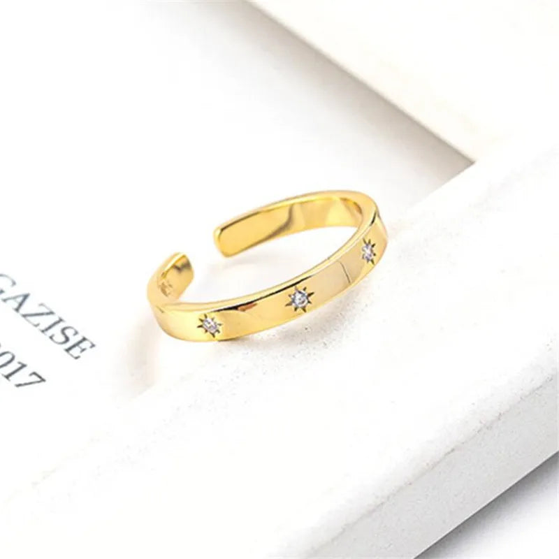 Minimalist Gold Sun Zircon Ring