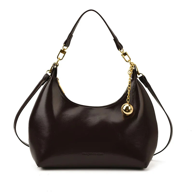 French Retro Burgundy Crossbody Bag