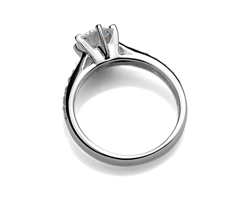 Classic 925 Sterling Silver Six-Prong Ring for Women