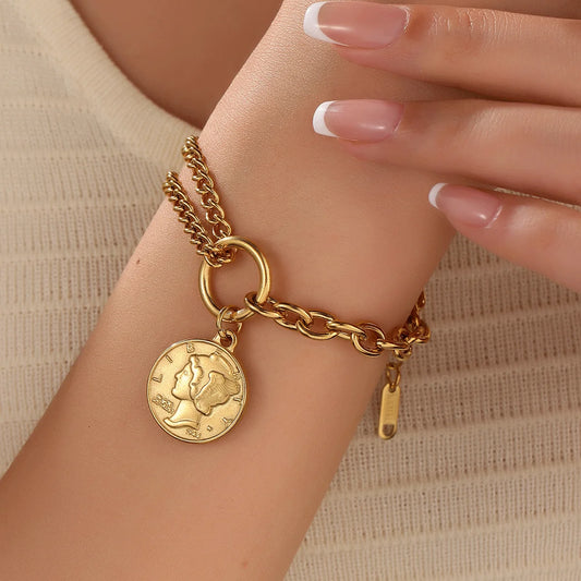 Gold Coin Charm Bracelet