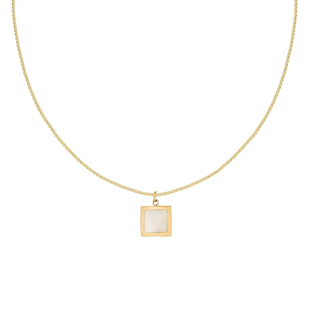 Geometric Shell Pendant Necklace