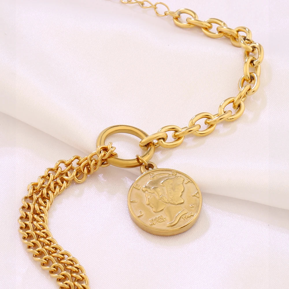Gold Coin Charm Bracelet