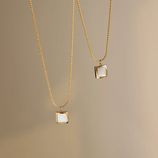 Geometric Shell Pendant Necklace